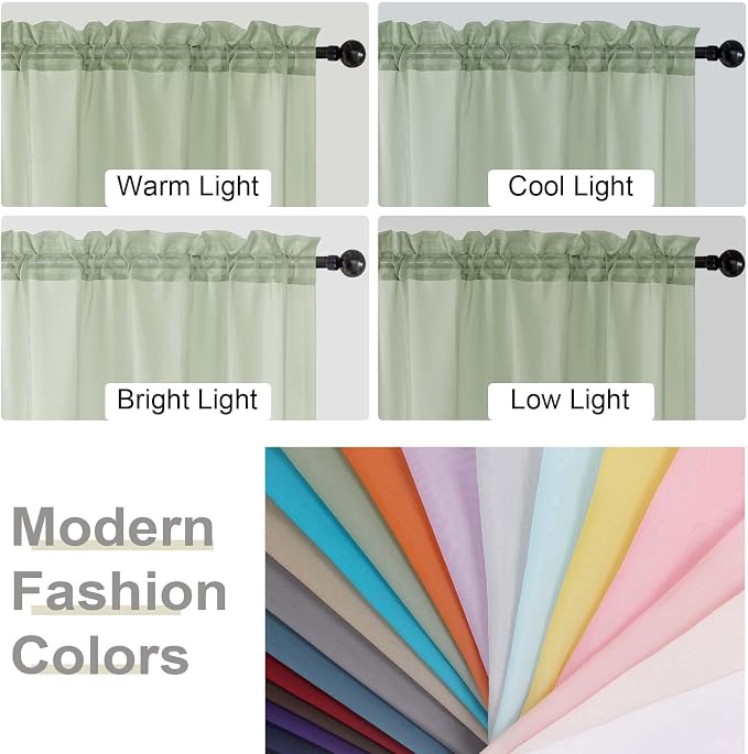 Extra Long Sheer Light Green Curtains - Image 6