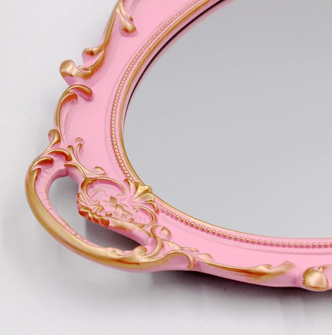 YCHMIR Vintage Small Mirror 14.5 x 10 inch Oval Pink Wall Mirror - Image 5
