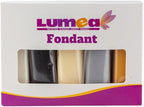 Dekozauber24 Fondant icing multipack, 5 colors, 3.5oz (100g) rolled fondant per color, for cakes, cupcakes and figurines in white, black, cream, silver and golden caramel (Basics)