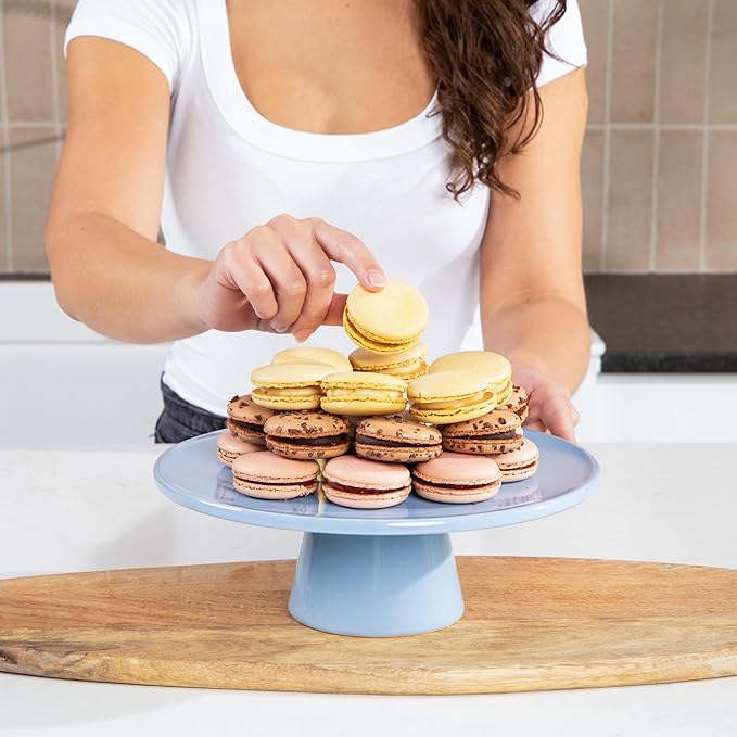 The Cake Stand -10" Ceramic Pedestal Cake Stand with Gloss Finish - Modern Display for Cakes, Cupcakes, Cookies & More - Perfect for Weddings, Birthdays & Baby Showers (Black)