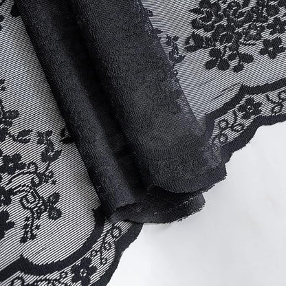 YJ YANJUN Vintage Lace Curtains 24 inch Length Set of 2 Victorian Gothic Short - Image 3