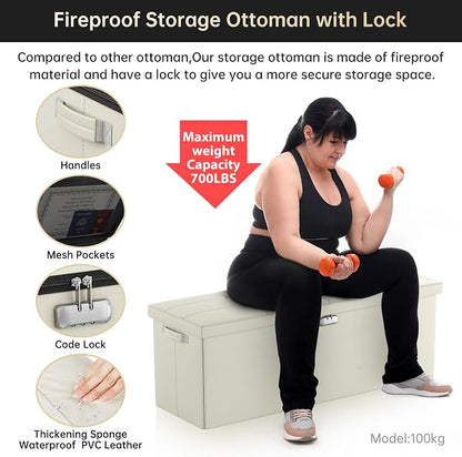 ENGPOW Storage Ottoman, Fireproof Folding Bench - Image 4