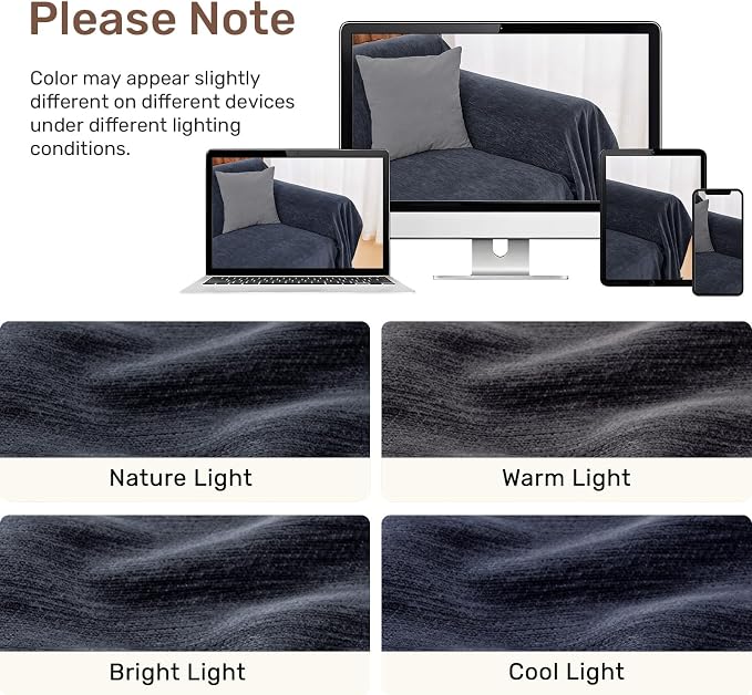2 Pieces Sectional Couch Covers L Shaped Cover XXL Navy Blue | Thick Washable - Image 8
