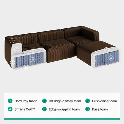 Novilla 106" Modular Sectional Sofa, Modern Cloud Sectional Couch - Image 8