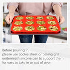 Silicone Muffin Pan Set - Mini 24 Cups, Regular 12 Cups Cupcake Pan, Jumbo 6 Cups Muffin Pan Silicone Bakeware for Baking Set of 3