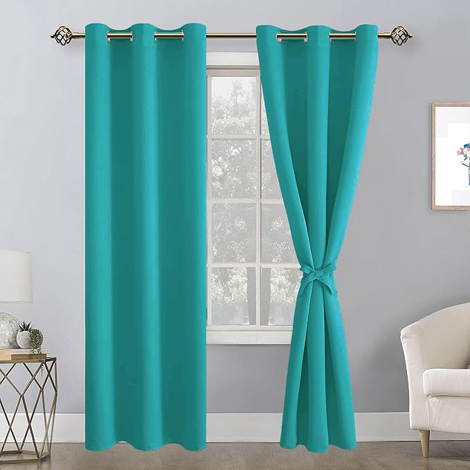 Blackout Curtains for Bedroom, Peacock Teal, 42 x 84 Inch, 2 Panels | Thermal - Image 8