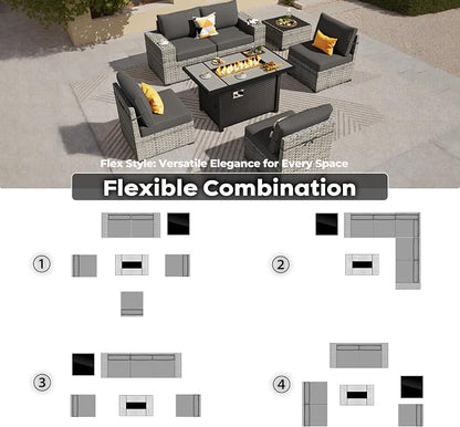 ovios 7 Pieces Patio Furniture Set, Outdoor Wicker Sectional Sofa - Image 7