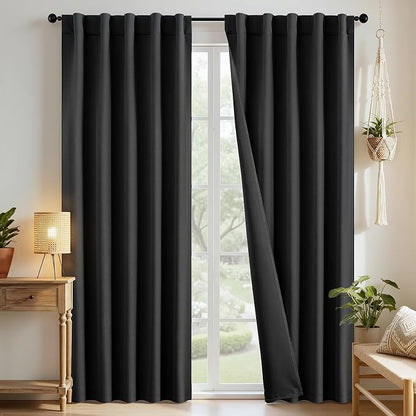 Joydeco Black Curtains 84 inch Long, Thermal Insulated Privacy Room Darkening by JOYDECO
