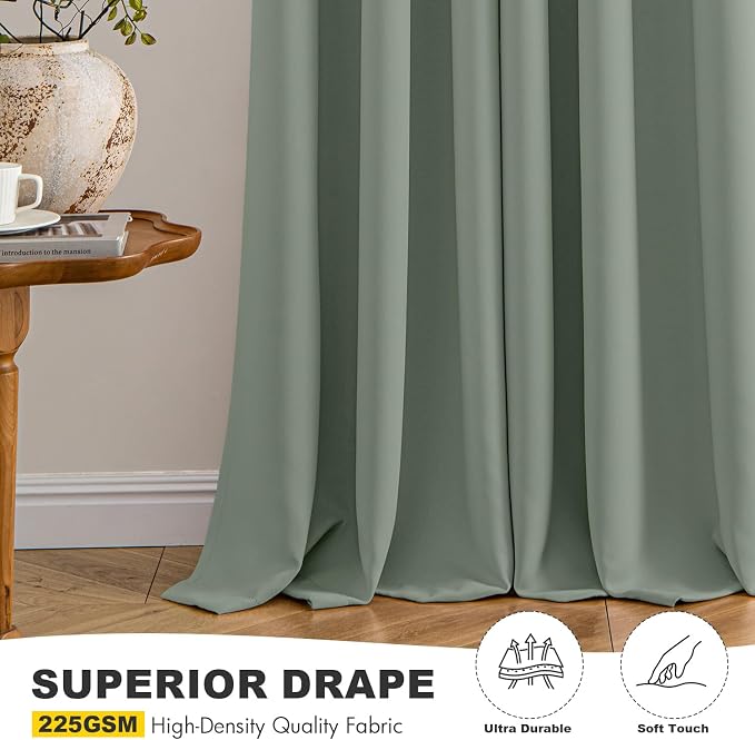 MIULEE Blackout Curtains for Bedroom 2 Panels 40 x 72 Inch Long Light Green | - Image 5