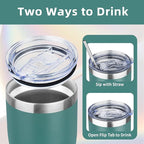 MEZMUT 20oz Coffee Tumbler with Lid and Straw Double Wall Vacuum Insulated Cup Stainless Steel Travel Mugs Insulated for Hot and Cold Leakproof Powder Coated Tumbler for Indoor and Outdoor(Deep Green)