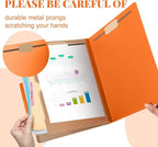24 Pcs Classification Folders Letter Size, Back to School Supply for Teacher, Student, 2 Pocket Dividers Pressboard File Folder Bulk with 2 Fasteners, 2 in Expanding File Organizer (Orange)