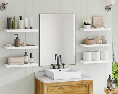 Fixwal White Shelves, 15.7in Floating Shelves, Farmhouse Shelf Wall Decor - Image 2