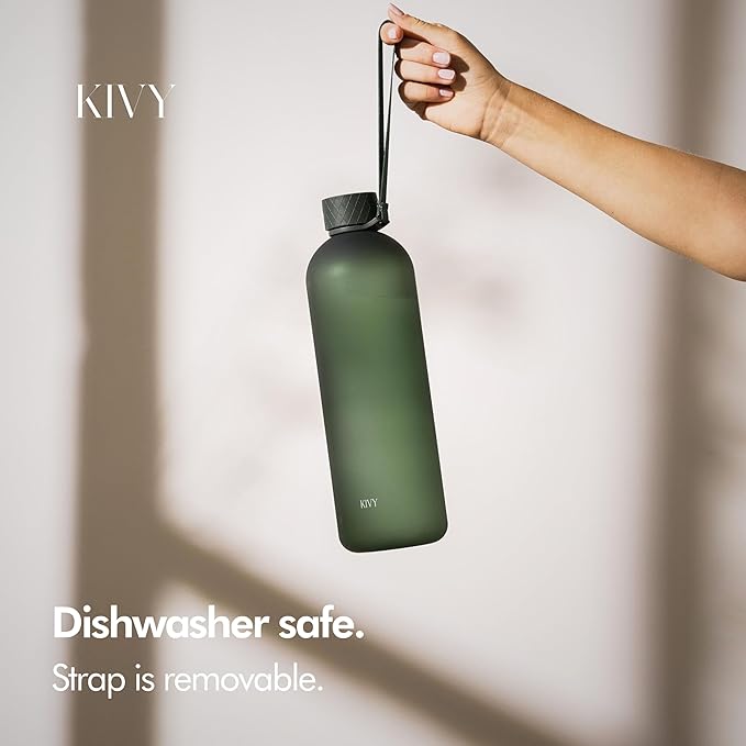 KIVY Slim Water Bottle 50oz [Lightweight & Shatterproof] - Reusable Tritan Water Bottle - Leak Proof Water Bottle for Women & Men - No Spill - Dishwasher Safe - Red water bottle