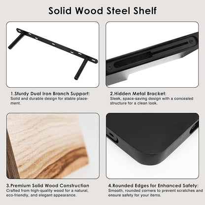 Fixwal Corner Floating Shelves for Wall Mounted Natural Solid Wood 16"x11.4" - Image 4