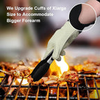 GEEKHOM BBQ Gloves Heat Resistant Oven Mitts - Silicone Grilling Gloves with 14" Long Arm Protection - Waterproof Pot Holder Non-Slip for Men & Women, Kitchen Cooking, Baking, Camping, Beige