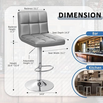 Homall Bar Stools Modern PU Leather Adjustable Swivel Barstools, Armless - Image 3