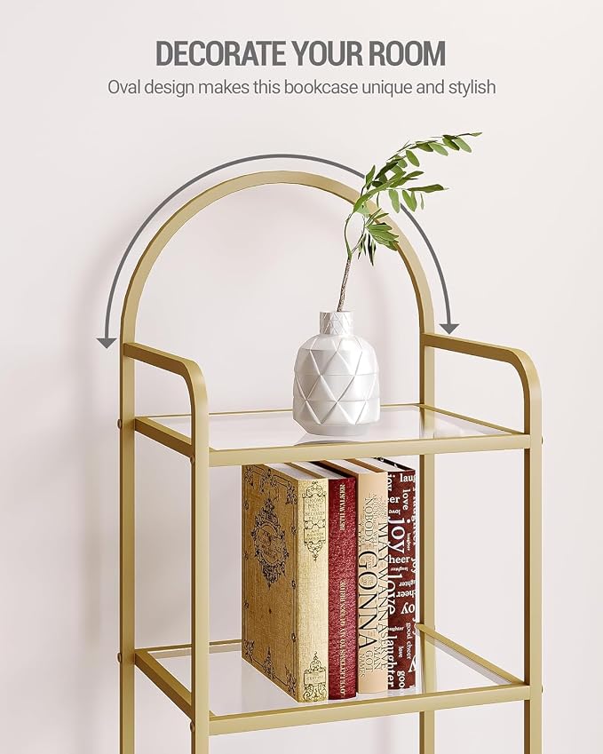 Hzuaneri Bookcase Bookshelf, Tempered Glass Bookshelves, Slim Shelving Unit - Image 5