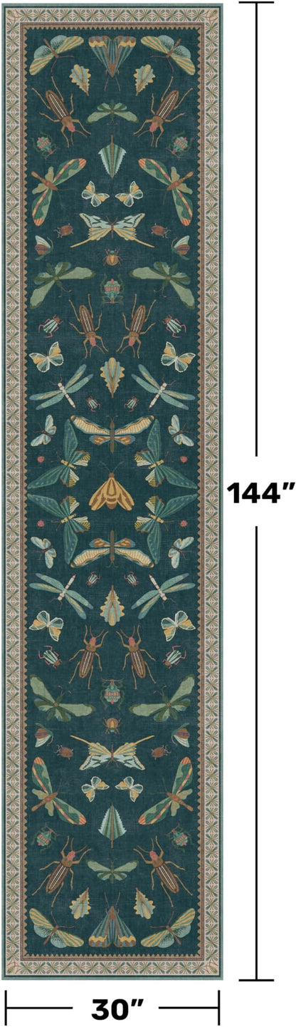 Washable Runner Rug for Hallway 2'6"x12', Foldable Insect Print Décor - Image 2
