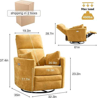 Power Recliner, Nursery Chair Swivel Glider Rocking Chair - Image 2