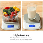 NUTRI FIT Food Kitchen Scale Digital Grams and Ounces Ultra Slim Scale Portable for Baking Cooking Camping Stainless Tare Auto Off Backlit Large LCD Display 11lb/5kg-White