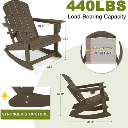 Outdoor Rocking Chairs Set of 2, HDPE Poly All-Weather Patio Rocking Chairs - Image 3