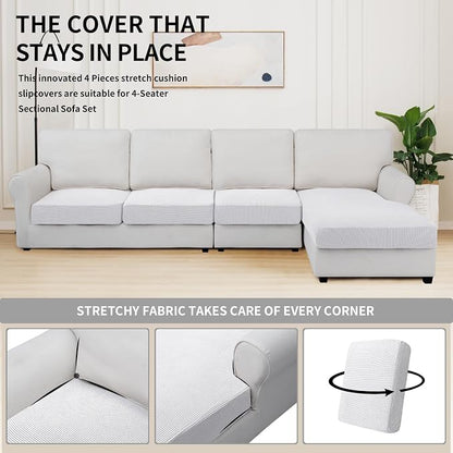 Easy-Going Stretch 4 Pieces Couch Cushion Covers - Image 5