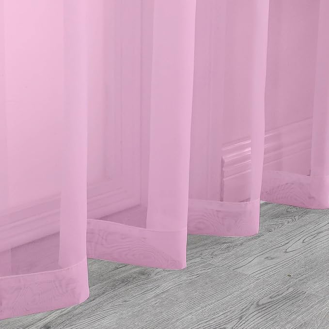 Chyhomenyc Sheer Pink Tier Curtains 24 Inch Length, Small Window Curtains - Image 7