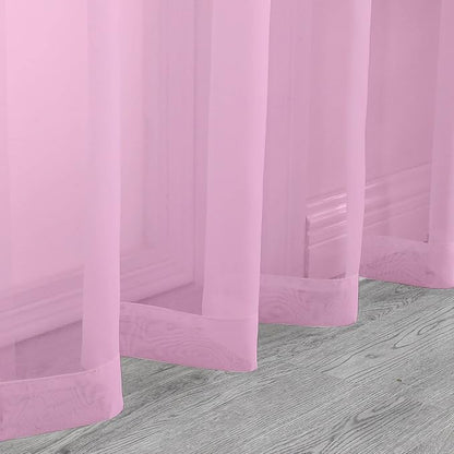 Chyhomenyc Sheer Pink Tier Curtains 24 Inch Length, Small Window Curtains - Image 7