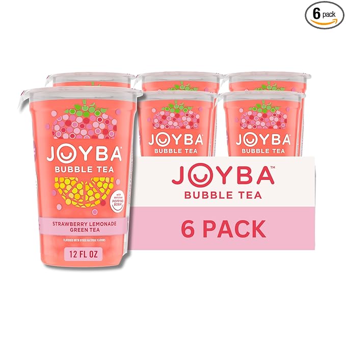 Joyba Bubble Tea Strawberry Lemonade Green Tea, 6 Pack, 12 fl. oz. Cups