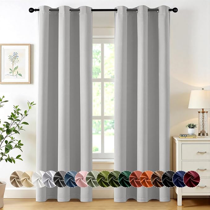 MIULEE Blackout Curtains for Bedroom 2 Panels 40 x 84 Inch Long Silver | by MIULEE