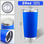 20oz Tumbler Bulk Stainless Steel Tumblers with Lid Vacuum Insulated Double Wall Travel Coffee Mug Powder Coated Tumbler Cup for Hot and Cold Drinks(Dark Blue, 1 pack)