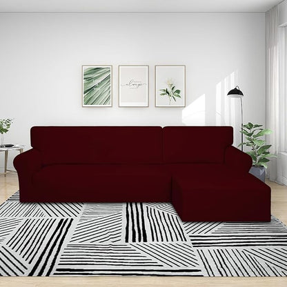 PureFit Stretch Sectional Couch Covers 2 pcs Non Slip L Shape Sofa Cover | - Image 2