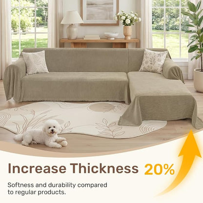 2 Pieces Sectional Couch Covers L Shaped Cover XXL Quicksand | Thick Washable - Image 3