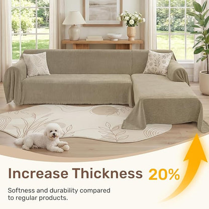 2 Pieces Sectional Couch Covers L Shaped Cover XXXL Quicksand | Thick Washable - Image 3