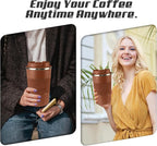 Vacuum-Insulated Stainless Steel Travel Coffee Mug, Leak-Proof Reusable Coffee Cup with Lid - Keep Hot & Cold Drinks for Hours, Durable Thermos Tumbler for Men & Women (3rd-Light Coffee, 12OZ)