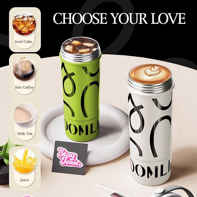 GOOM 20 oz Spill Proof Tumbler with Lid and Straw, Top Handle, Extended Tea Infuser, 6-Layer Insulation 18/10 Stainless Steel, Christmas Gifts for Mom Women Man Her, Teacher Gifts - White