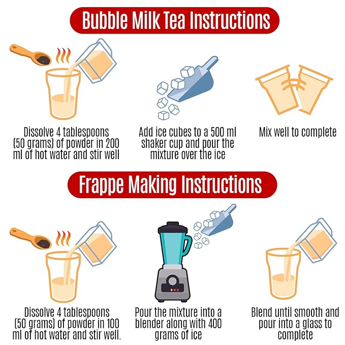 Fusion Select 2.2lb Boba Tea Powder Thai Tea Mix Flavored 3-in-1 Drink Powder with Cream & Sugar - Instant Pre-Mixed Beverage for Hot or Cold Blends or Yummy Frappes Bubble Tea