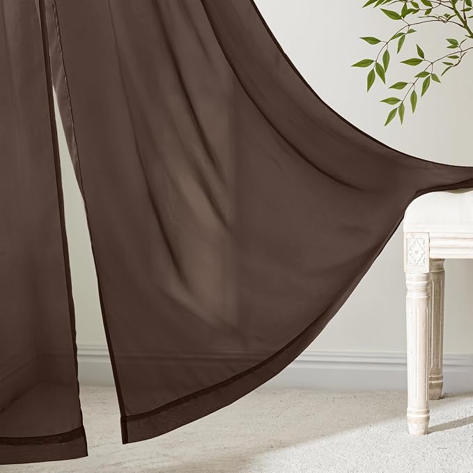 MIULEE Chocolate Sheer Curtains 84 Inches Long 4 Panels 42 x 84 Inches | Light - Image 6