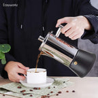 Easyworkz Diego Stovetop Espresso Maker Stainless Steel Italian Coffee Machine Maker 6Cup 10 oz Moka Pot Induction Espresso Pot