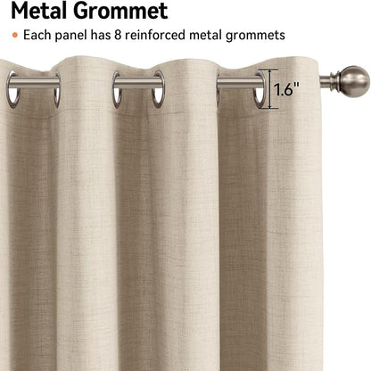 Linen Textured Total Blackout Curtains 84 Inches Long, Natural Flax | 100% - Image 6