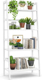 Homykic Ladder Shelf, 4-Tier Bamboo Ladder Bookshelf, 49.2” White Book Shelf by Homykic