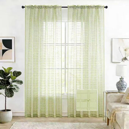 SpaceDresser Check Sheer Curtains 84 Inches 2 Panels Set, Rod Pocket Plaid by SpaceDresser