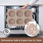 Vinino 2Pack Jumbo Silicone Muffin Pans for Baking with Metal Reinforced Frame, 6 Cups Large Size Nonstick Silicone Cupcake Pan, BPA Free Oven Dishwasher Safe Baking Mold for Muffins Cupcakes