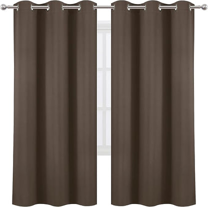 Chocolate Brown Thermal Blackout Curtains/42 x 72 Inch/Set of 2 Panels Room - Image 2
