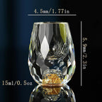 Crystal Glasses 0.5oz/15ml,shot glasses set of 2,Decorated With 24K Gold Leaf Flakes,Lead-Free,gold shot glasses,tequila shot glasses