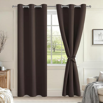 Blackout Curtains for Bedroom, 38 x 84 Inches Long, 2 Panels | Thermal by Hiasan