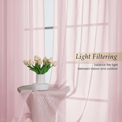 Extra Long Blush Sheer Curtains - Image 3