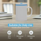 Copco Iconic 16oz Double Wall Insulated Desk Mug with Lid & Handle, Set of 2, BPA-Free Reusable Plastic, Spill-Proof, Microwave & Dishwasher Safe, Wide Mouth, Cup Holder Friendly (Teal)