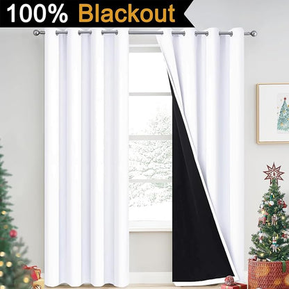Yakamok Pure White 100% Blackout Curtains 90 Inches Long 52" Wide 2 Panel | - Image 2
