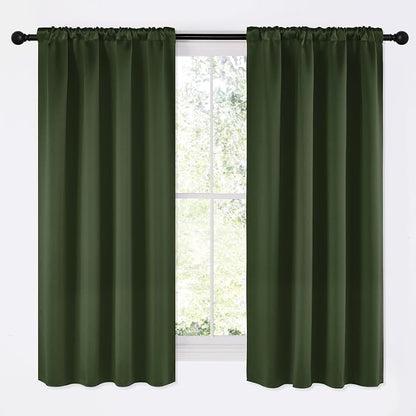 NICETOWN Dark Green Blackout Cafe Satin Curtains by NICETOWN